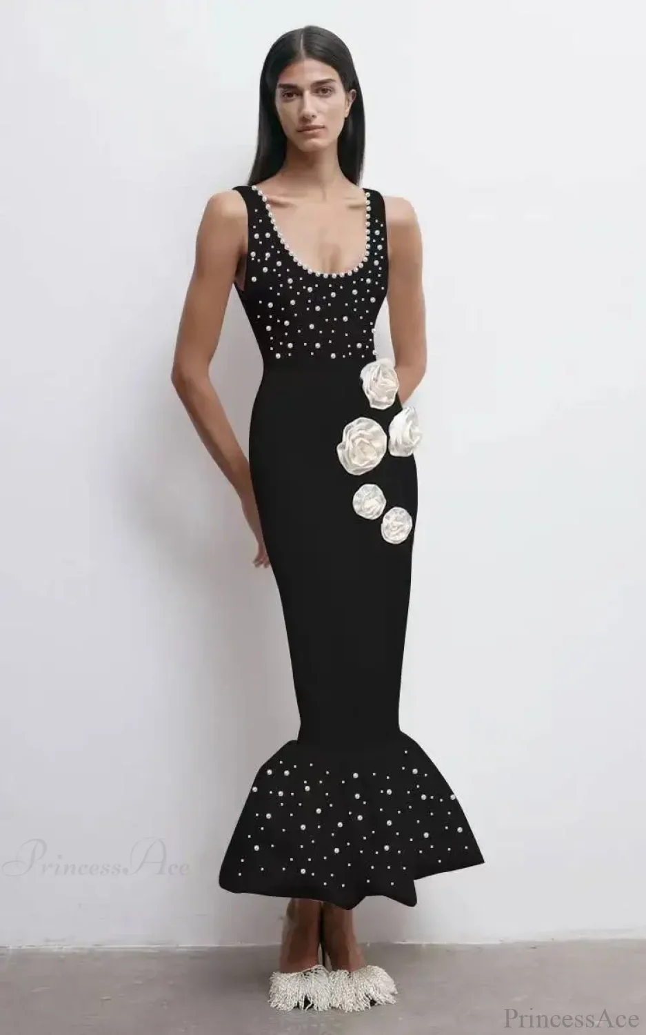 Pearl Flower Midi Mermaid Party Dress