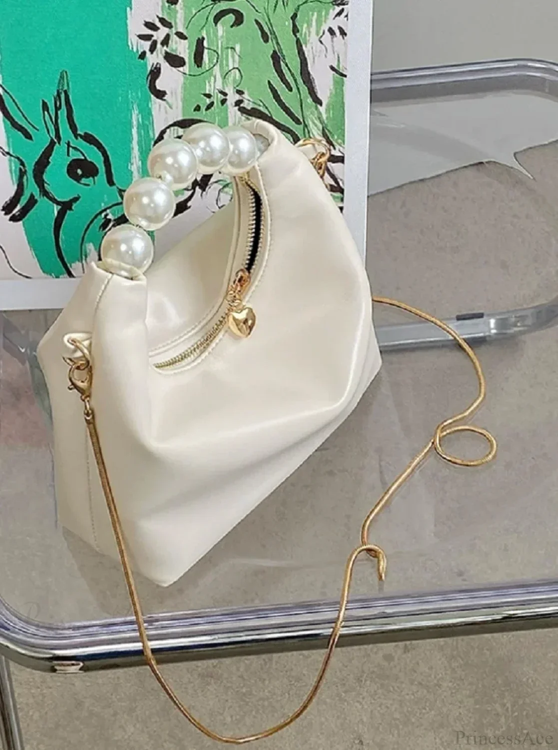 Pearl Handle Fashion Women Clutch Bag - Image 6