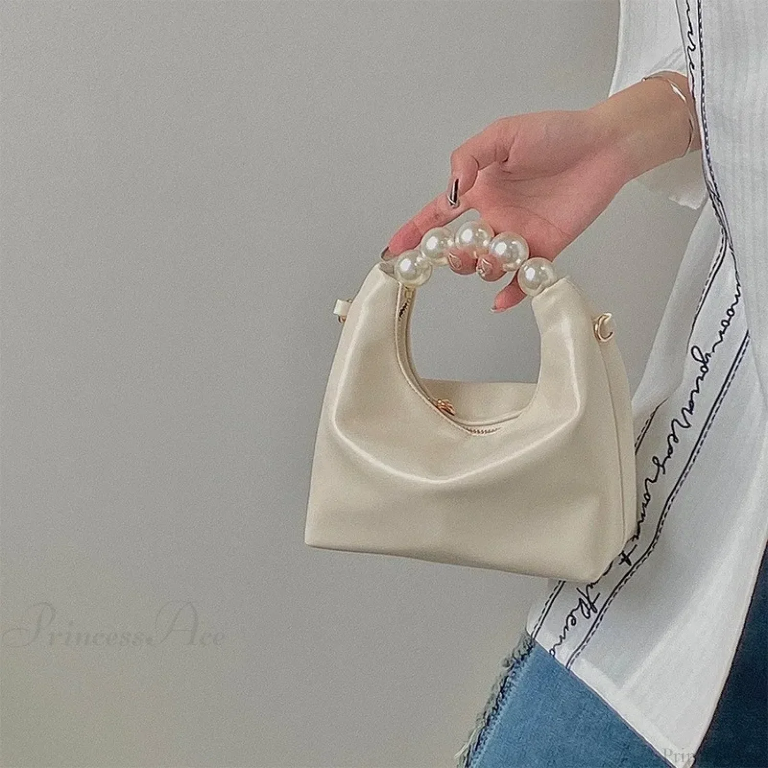 Pearl Handle Fashion Women Clutch Bag - Image 9