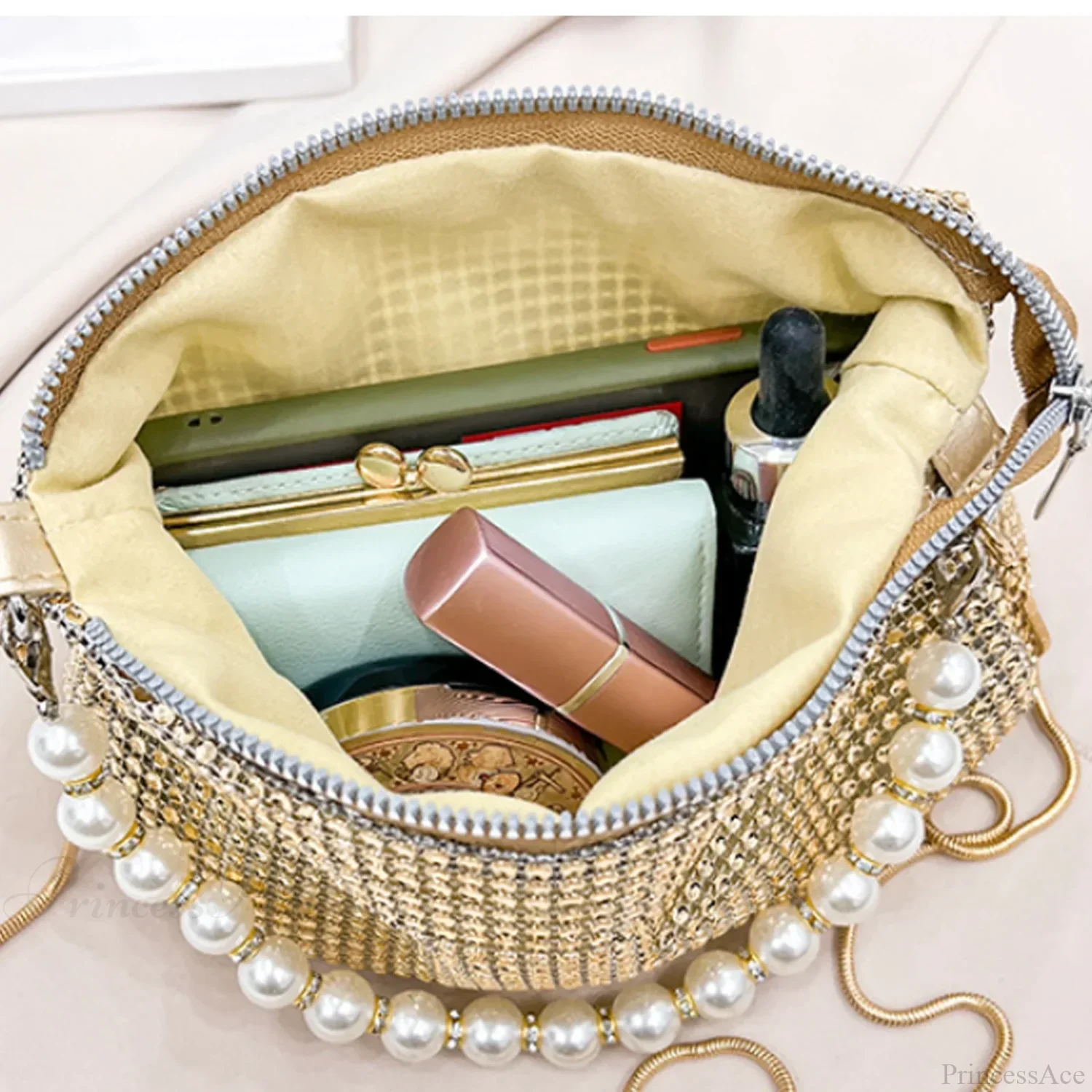 Pearl Rhinestone Delicate Shoulder Bag Party Handbag - Image 5