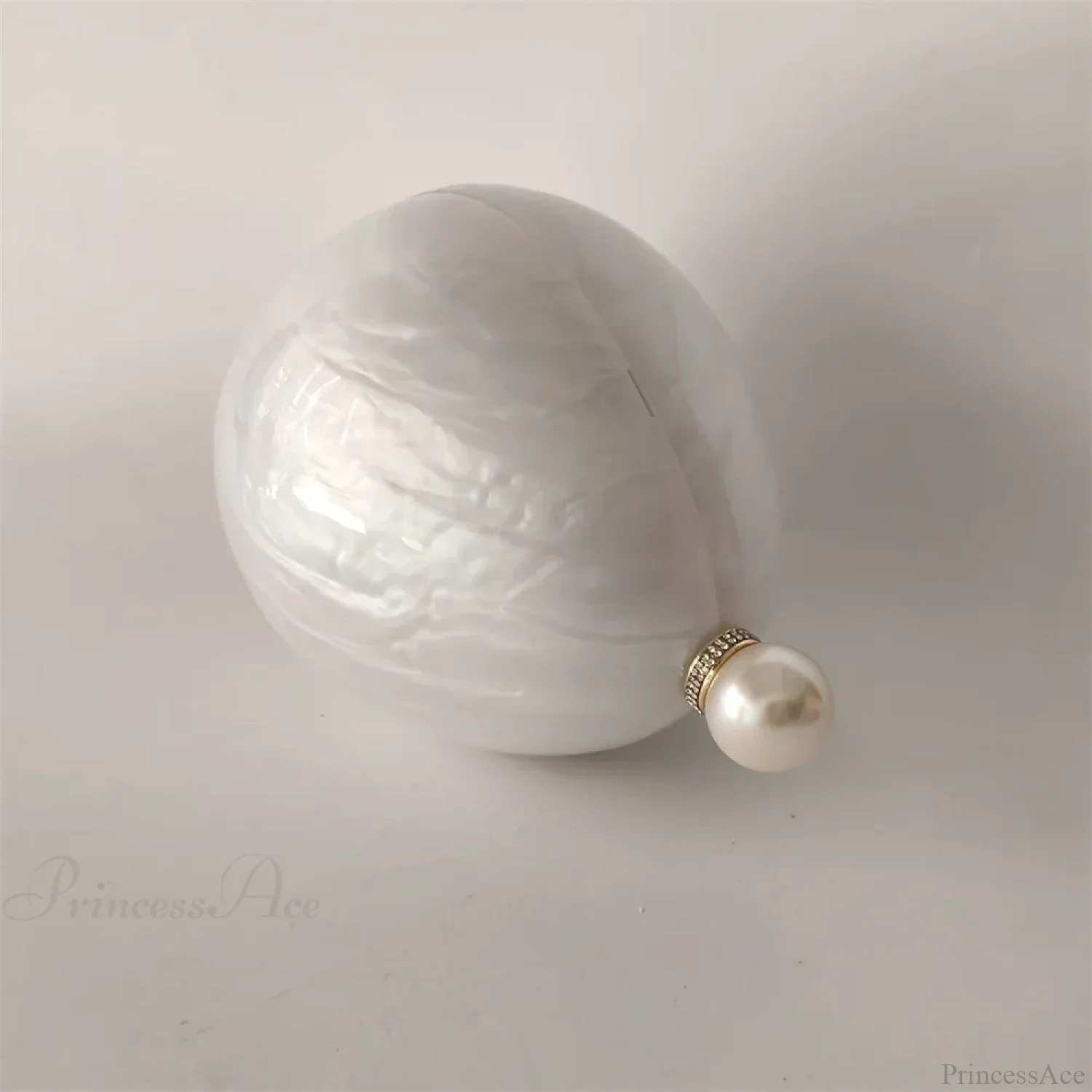 Pearl White Egg Acrylic Box Oval Bridal Messenger Clutch Bag - Image 2