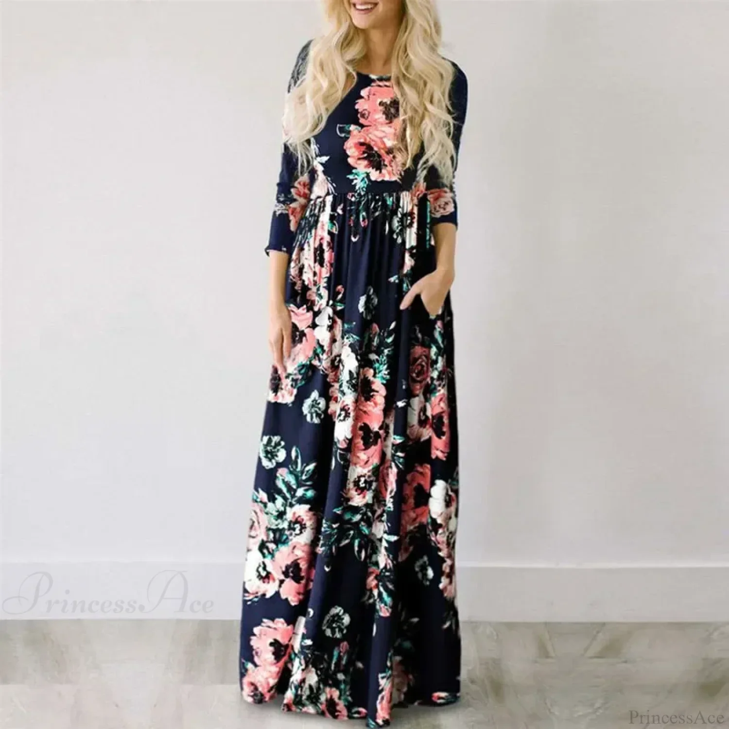 Pink Boho Floral Maxi Floral Dress - Image 5