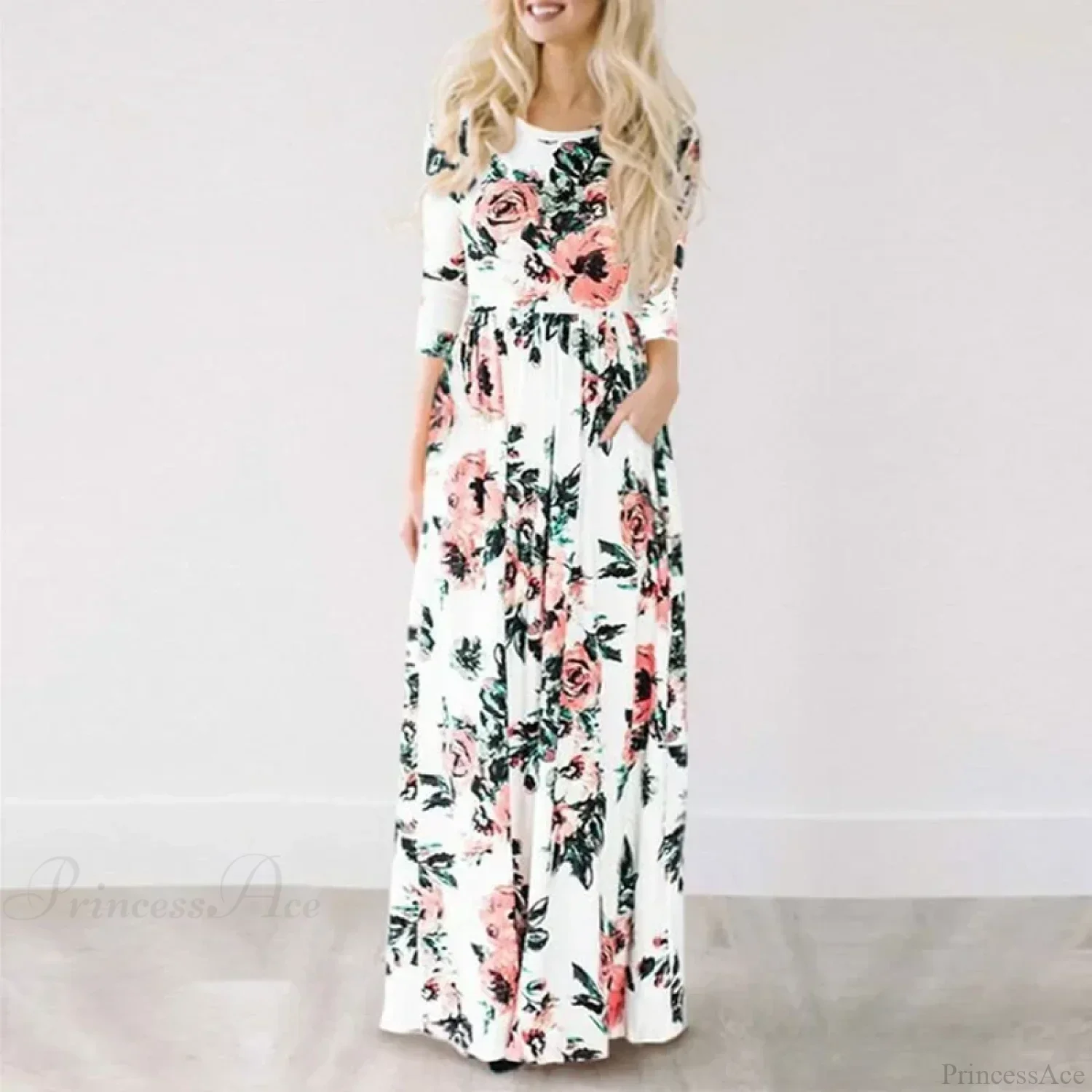 Pink Boho Floral Maxi Floral Dress - Image 8