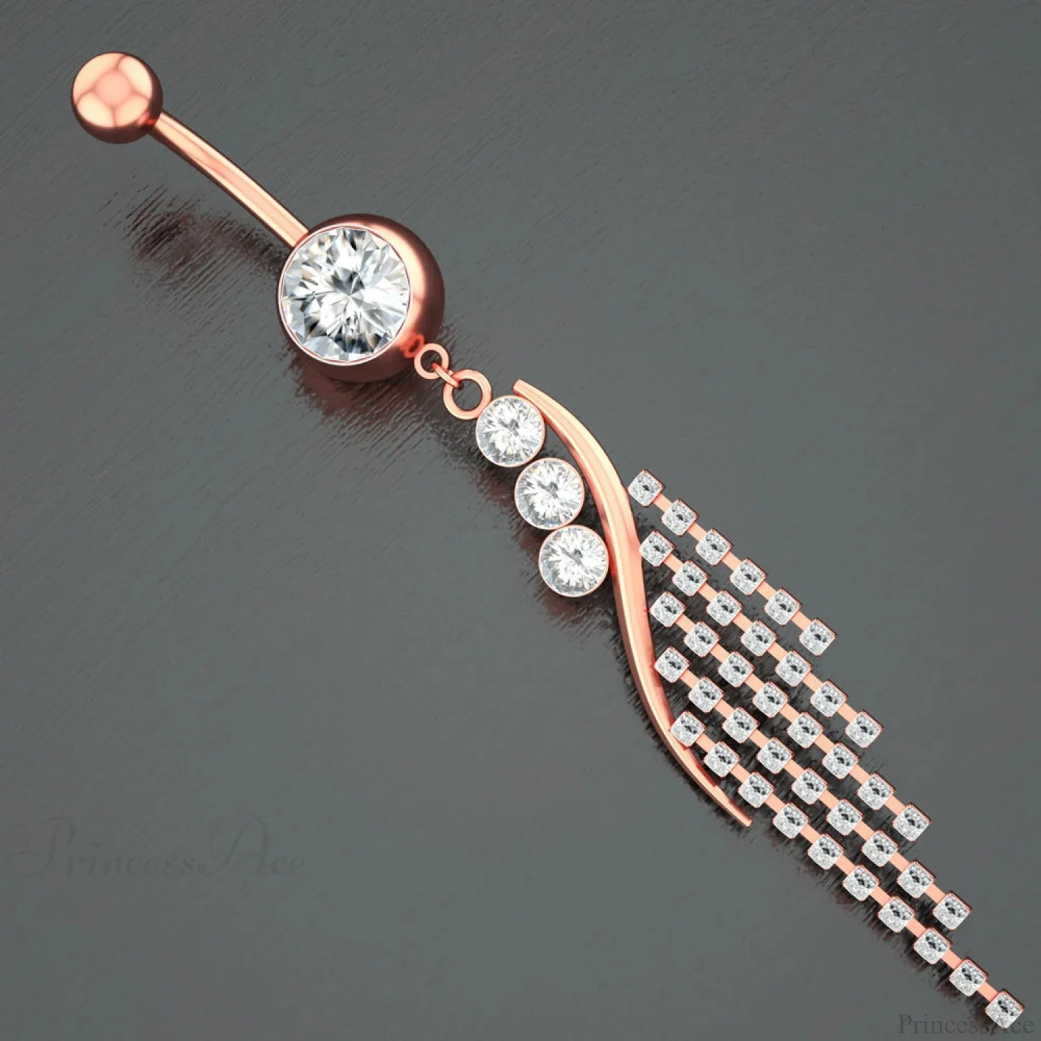Pink Gold Curved Gothic Belly Ring - Image 2