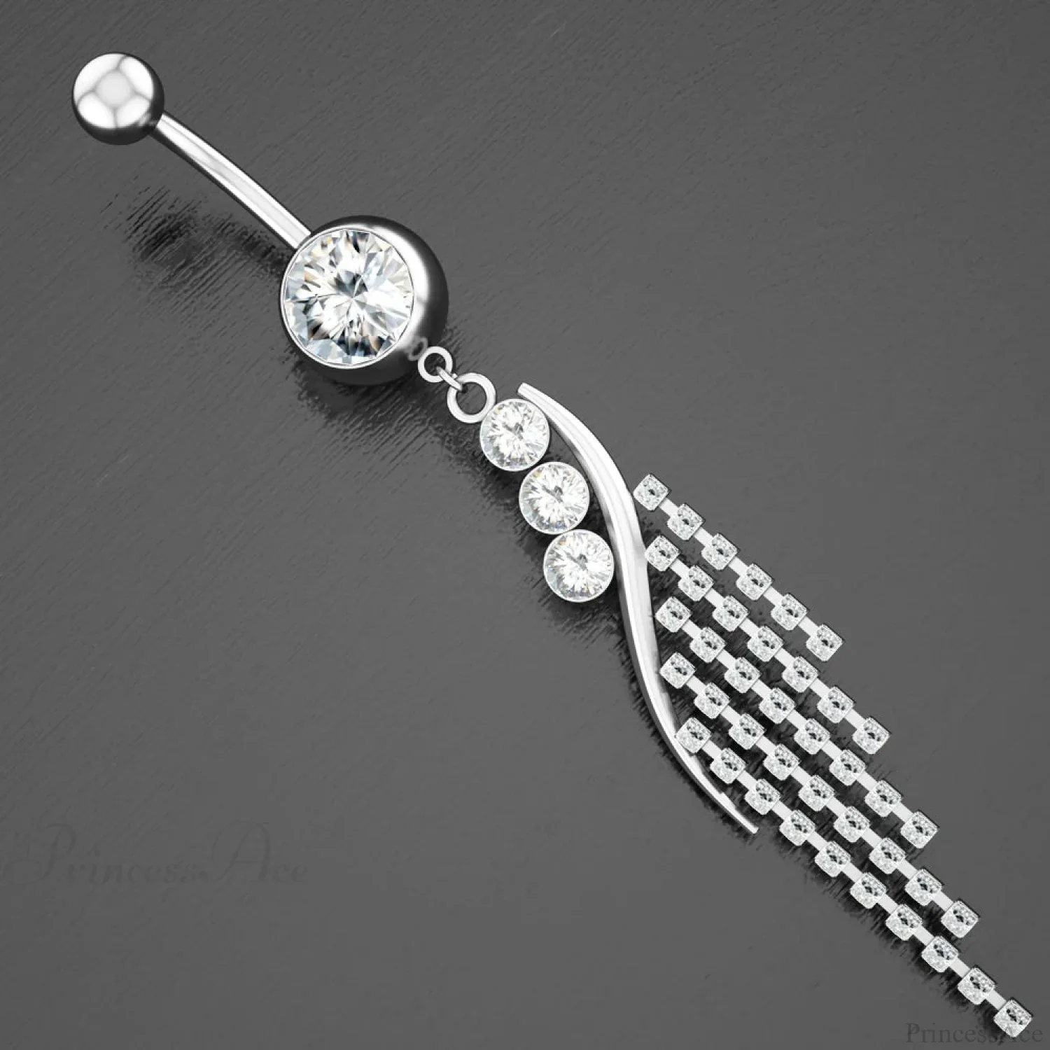 Pink Gold Curved Gothic Belly Ring - Image 3