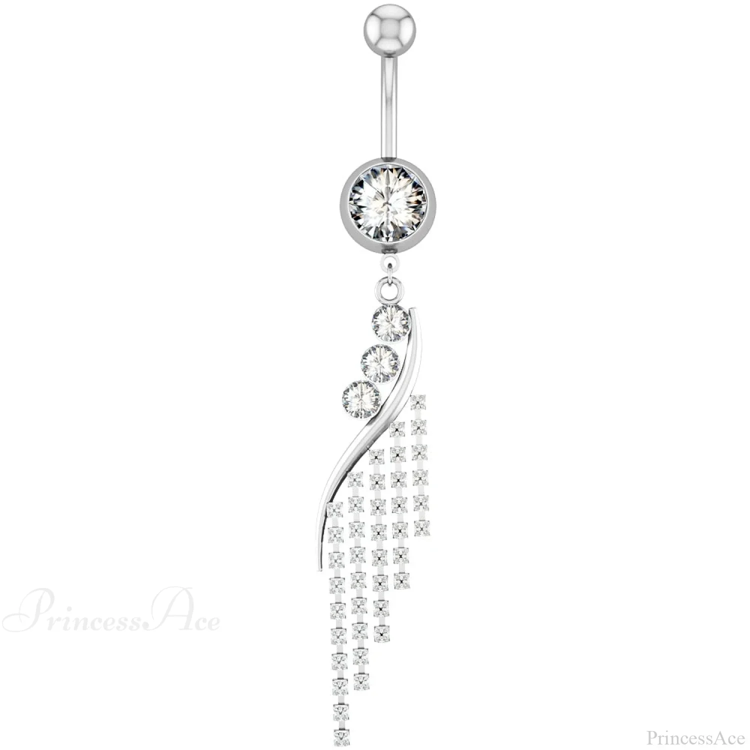 Pink Gold Curved Gothic Belly Ring - Image 4