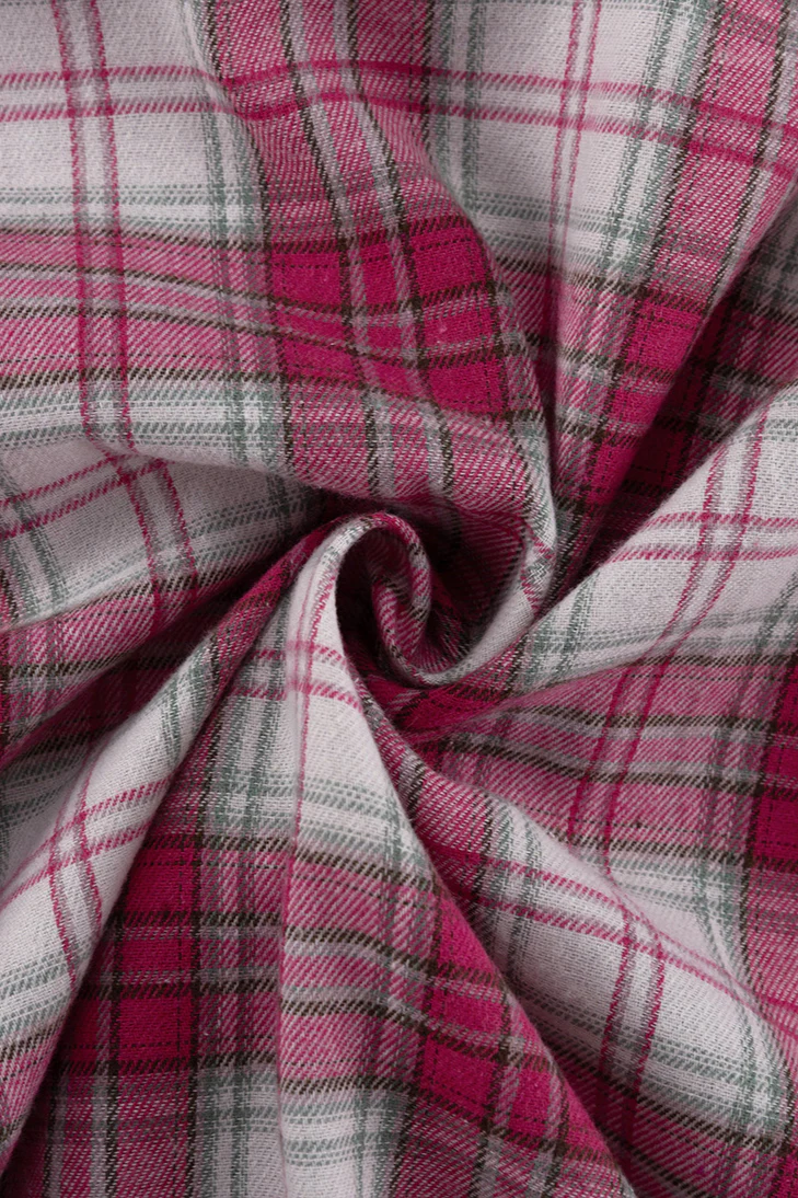 Pink Plaid Loose Fit Button-Up Blouse - Image 7