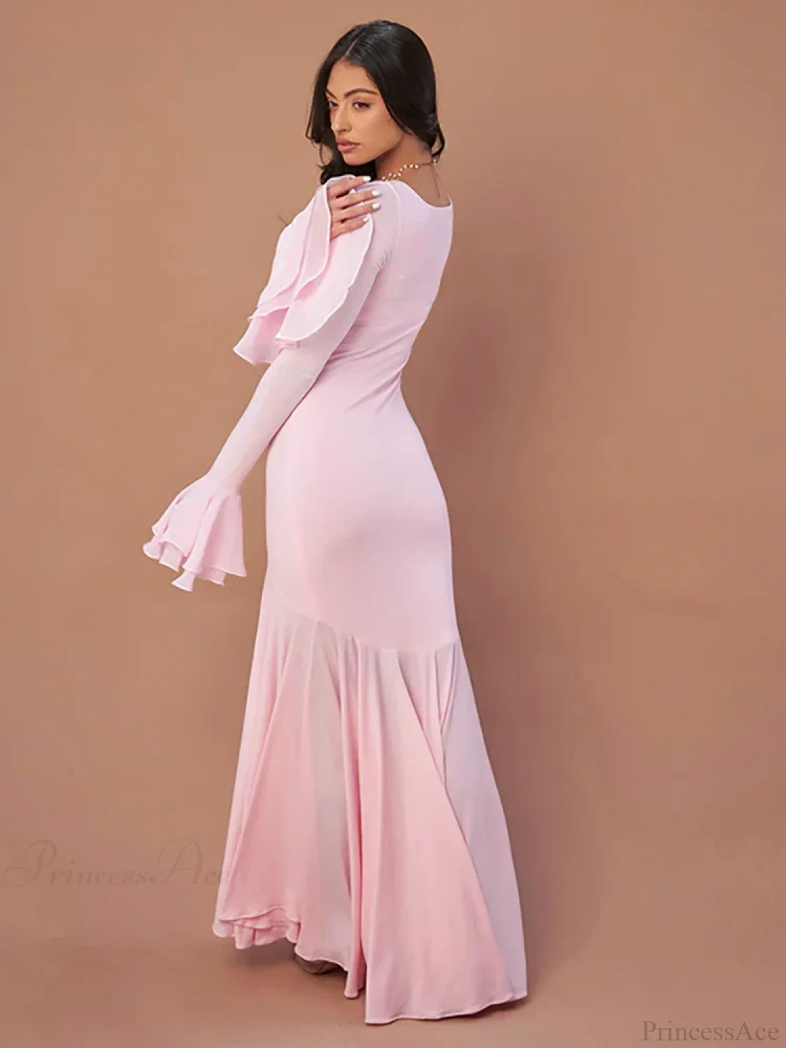 Pink Square Collar Maxi Vacation Dress - Image 5