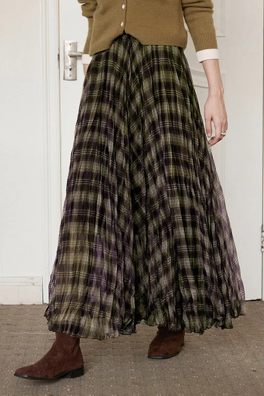 Plaid A-Line Maxi Skirt - Image 2