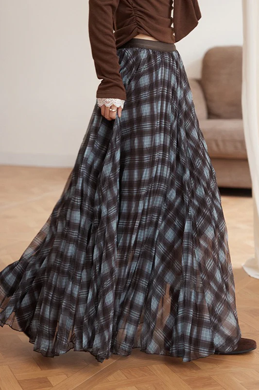 Plaid A-Line Maxi Skirt - Image 5