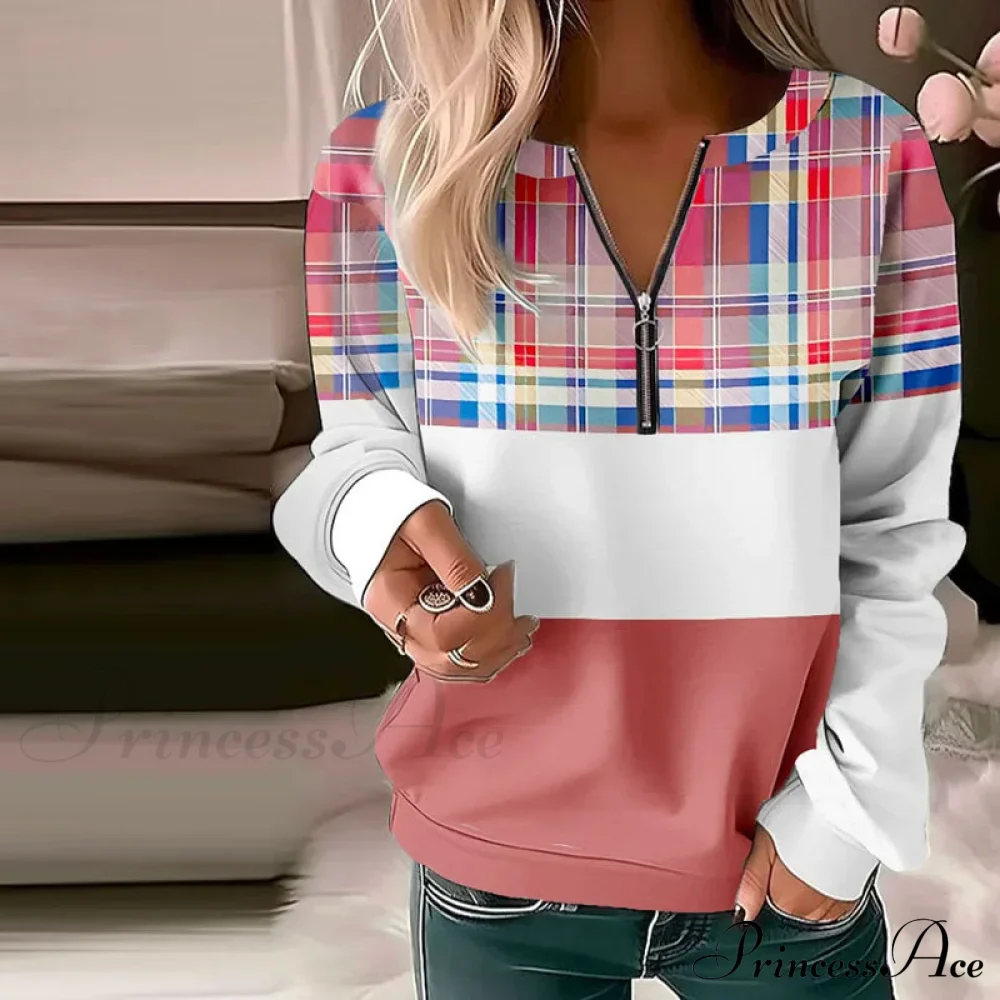 Plaid Casual Sweatshirt