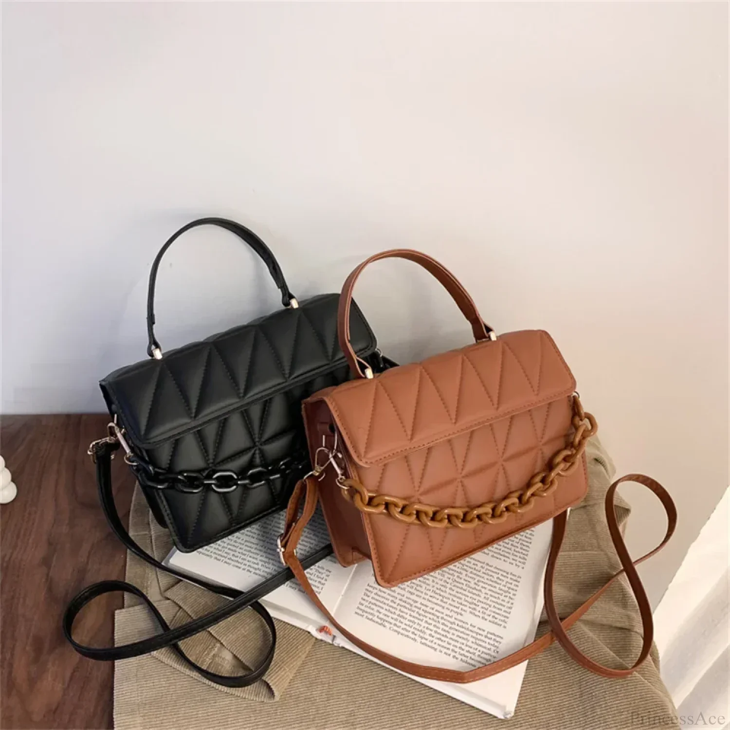 Plaid Chain Crossbody Bag Brand Designer - Image 2