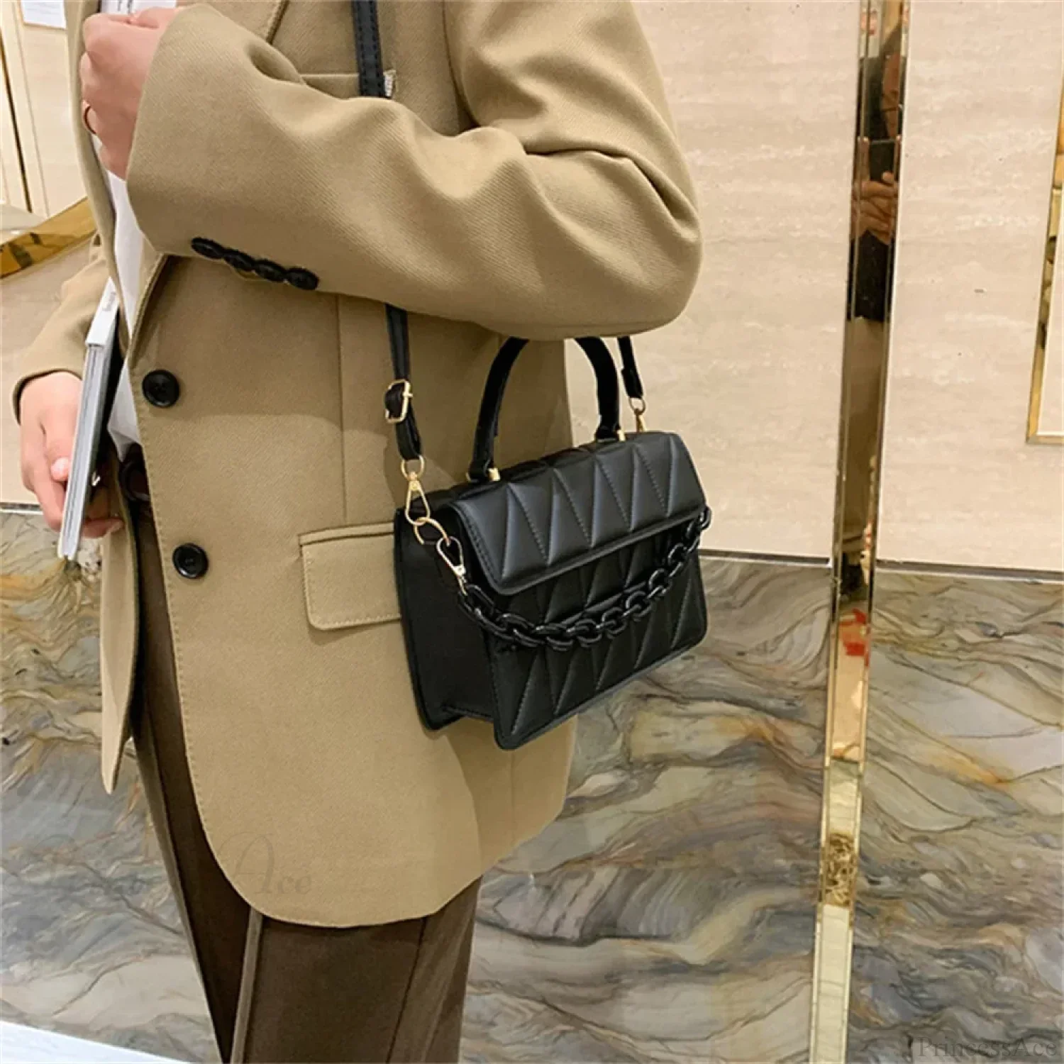 Plaid Chain Crossbody Bag Brand Designer - Image 4