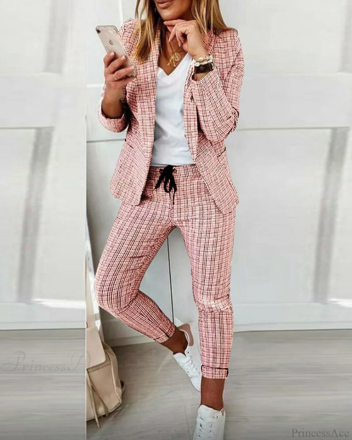 Plaid Comfortable Casual Women's Set - Image 7