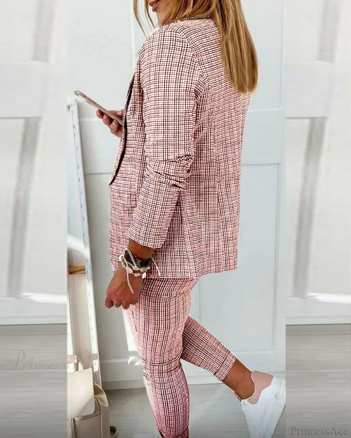 Plaid Comfortable Casual Women's Set - Image 8