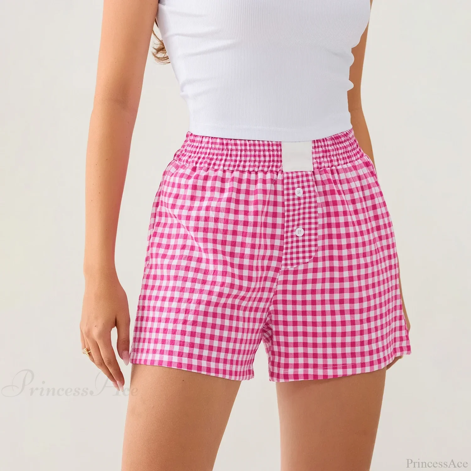 Plaid Contrast Button Lounge Short - Image 8