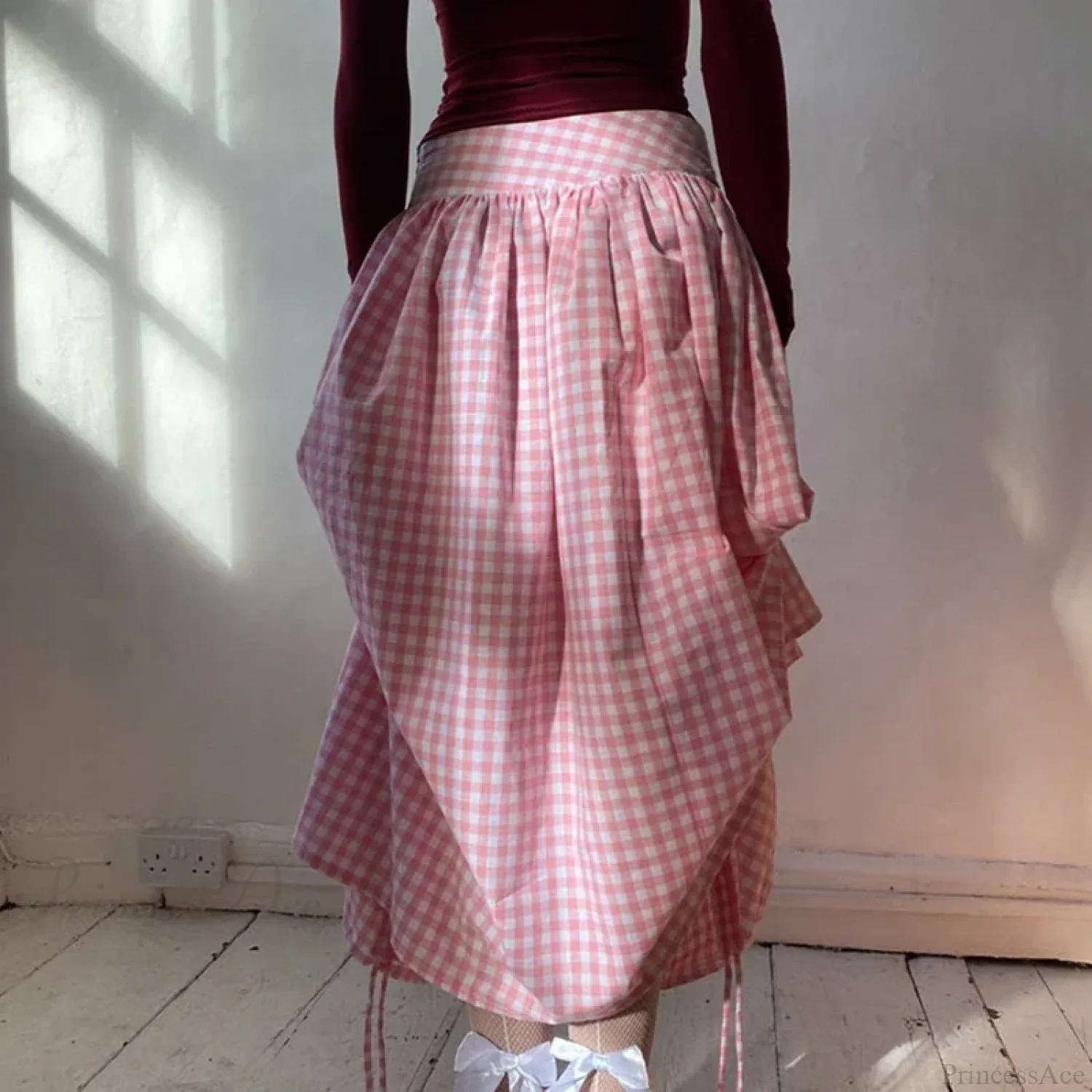 Plaid Drawstring Maxi Skirt - Image 6