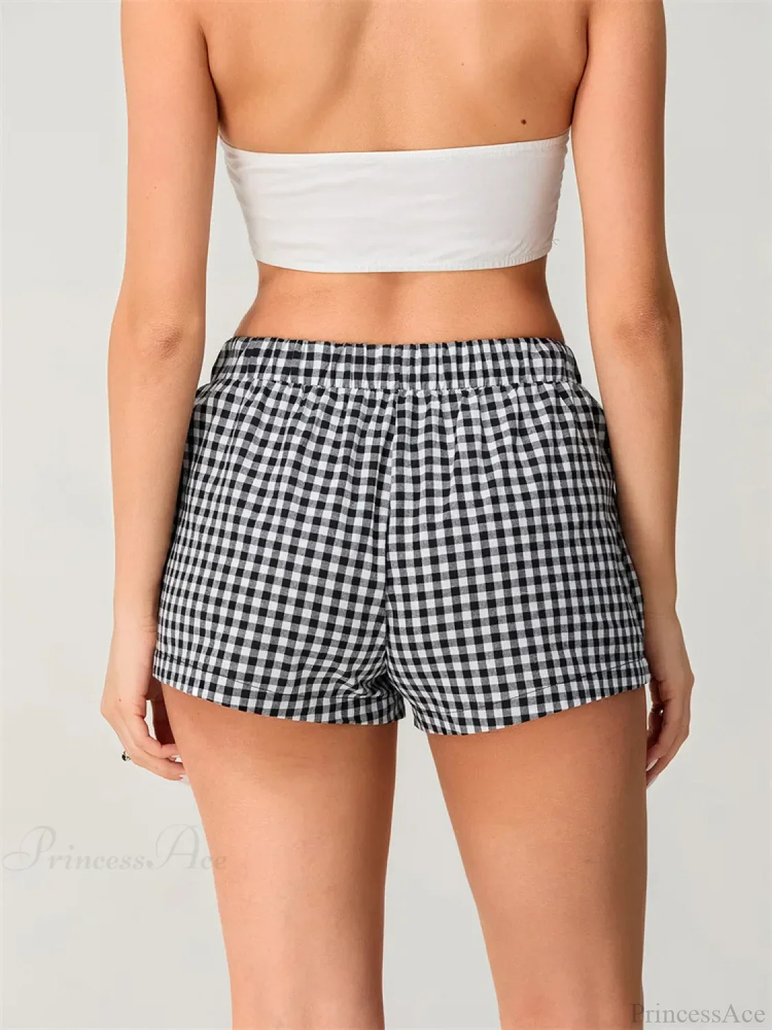Plaid Elastic Waist Loose Short - Image 3