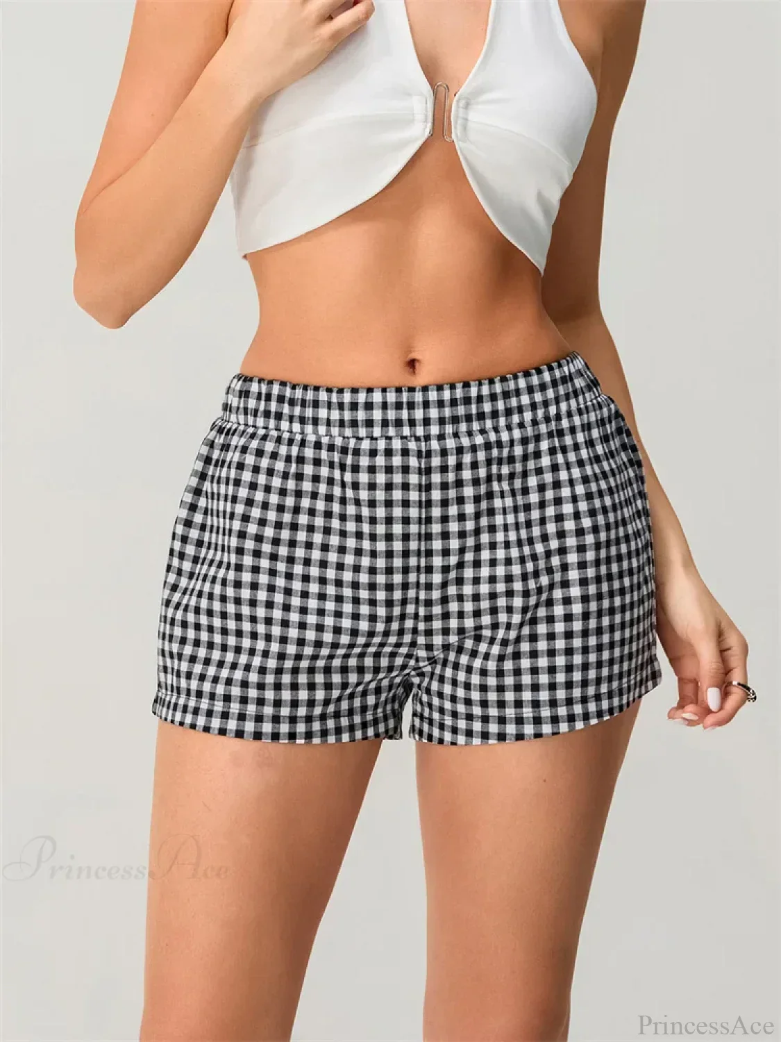 Plaid Elastic Waist Loose Short - Image 4