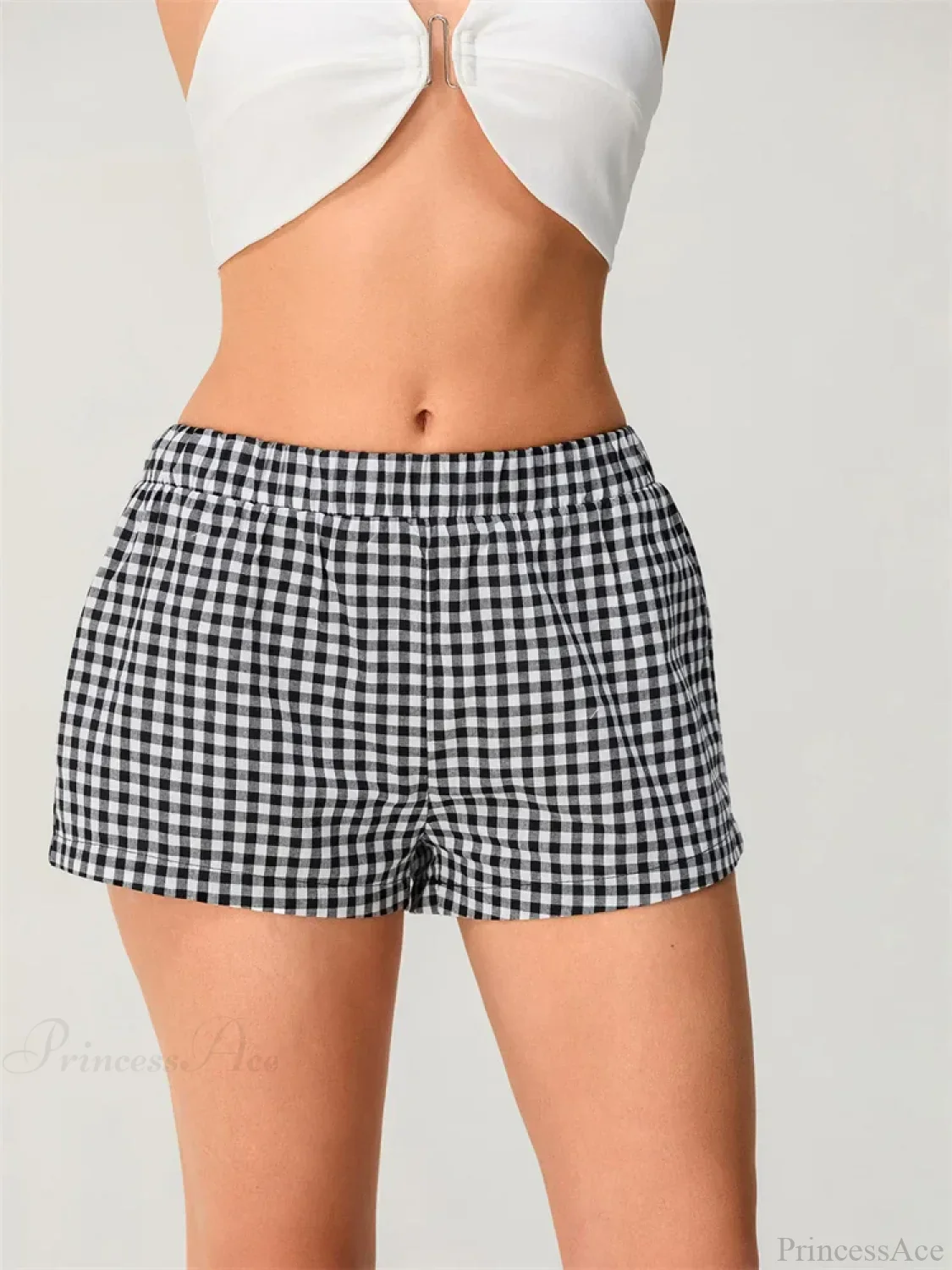 Plaid Elastic Waist Loose Short - Image 5