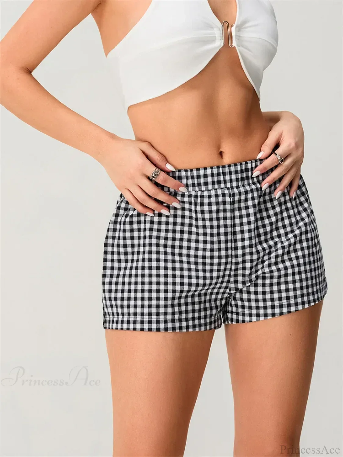 Plaid Elastic Waist Loose Short - Image 6