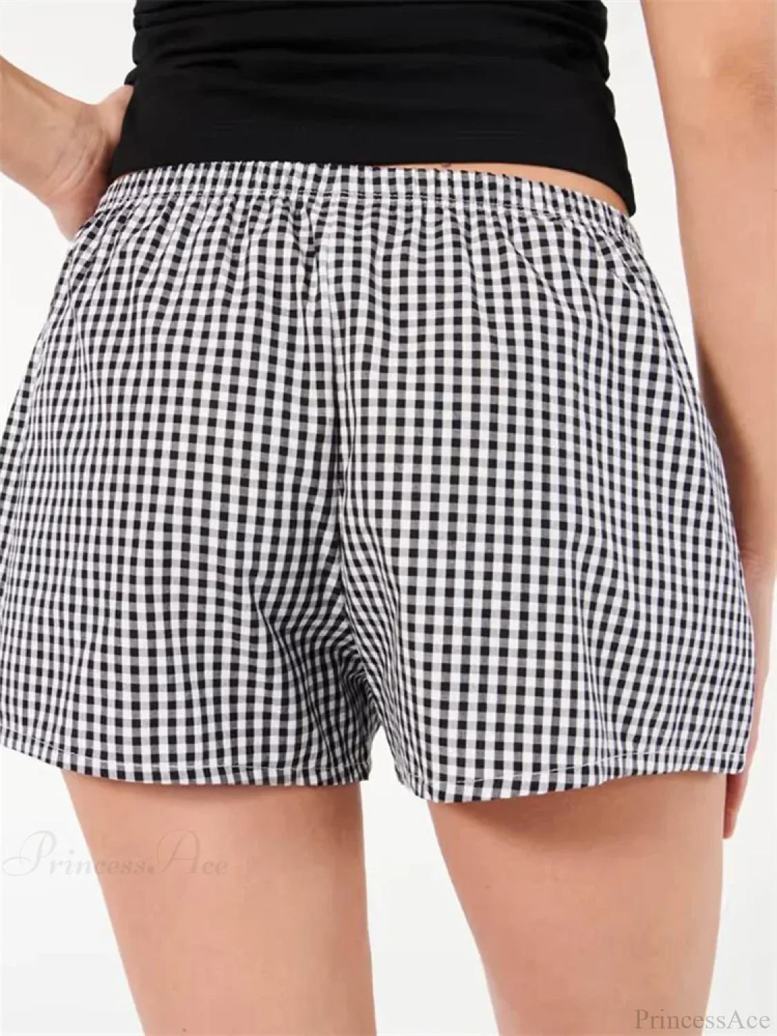 Plaid Elastic Waist Sleep Short - Image 3