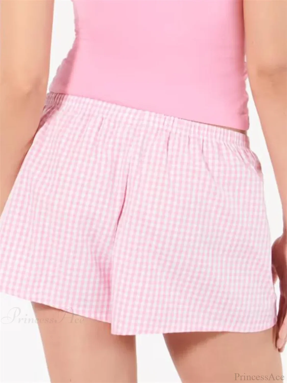 Plaid Elastic Waist Sleep Short - Image 5