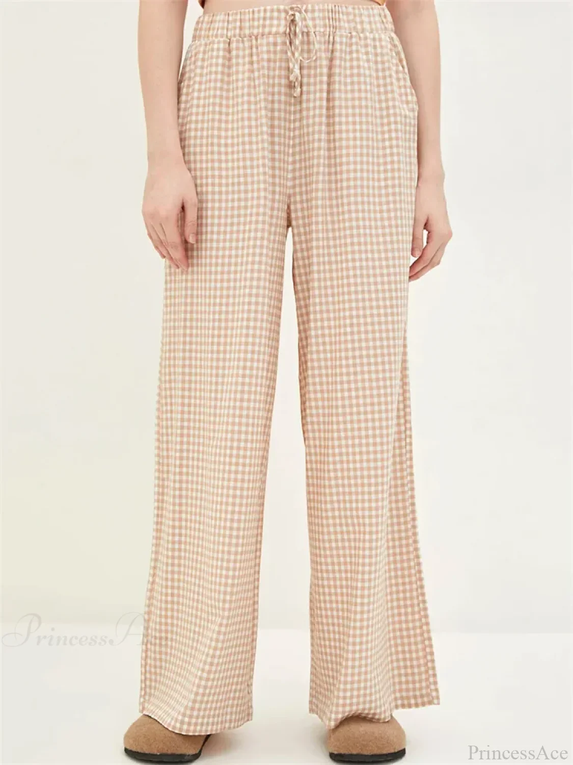 Plaid High-Waisted Drawstring Wide Leg Streetwear Pant - Image 5