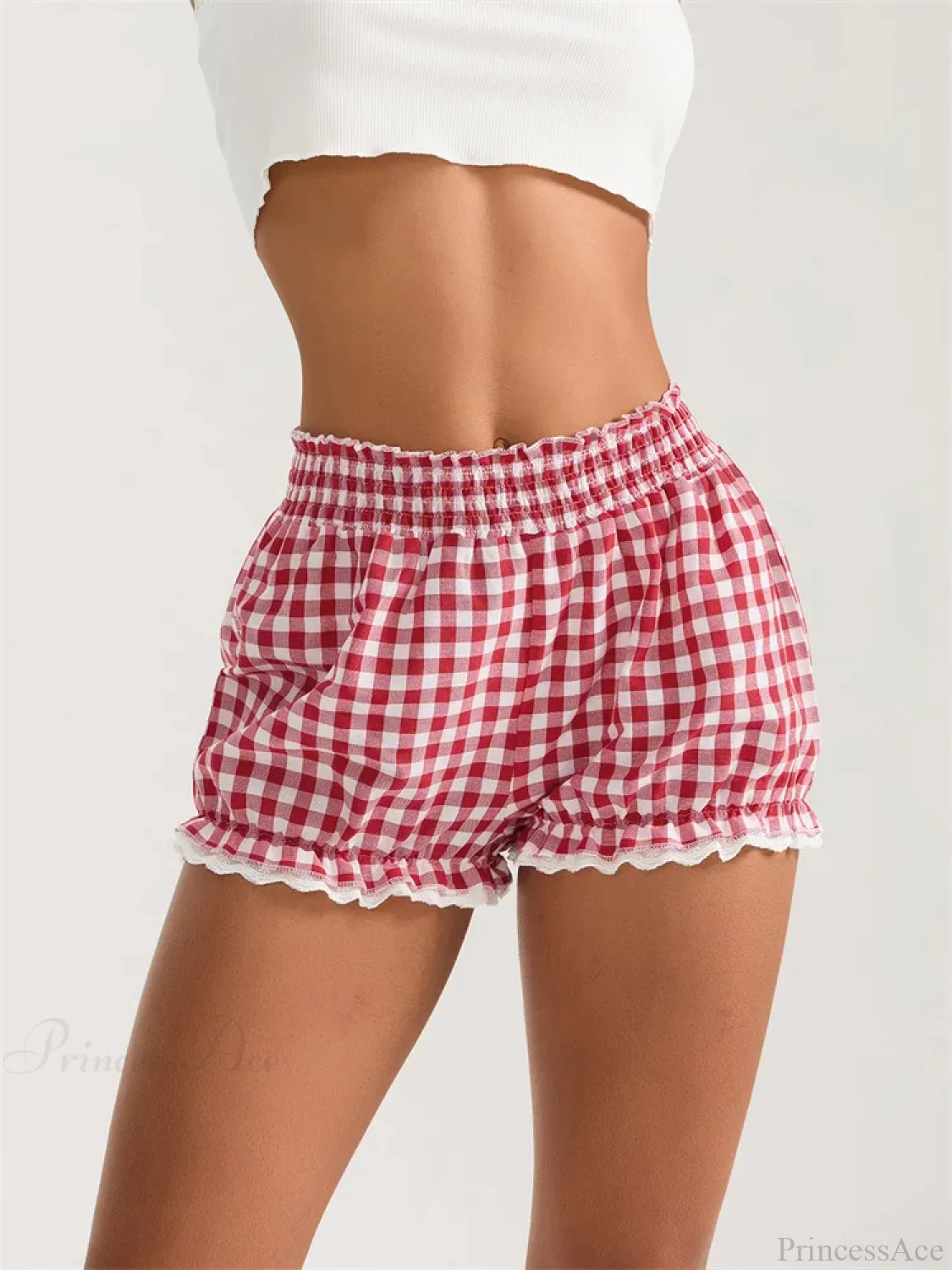 Plaid Lace Ruffle Bloomer Short
