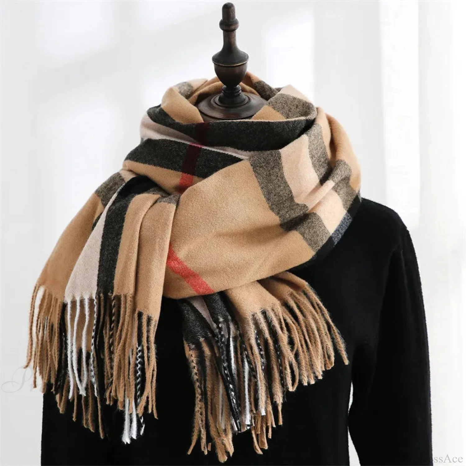 Plaid Mid-length Imitation Cashmere Warm Autumn Winter Scarf - Image 6