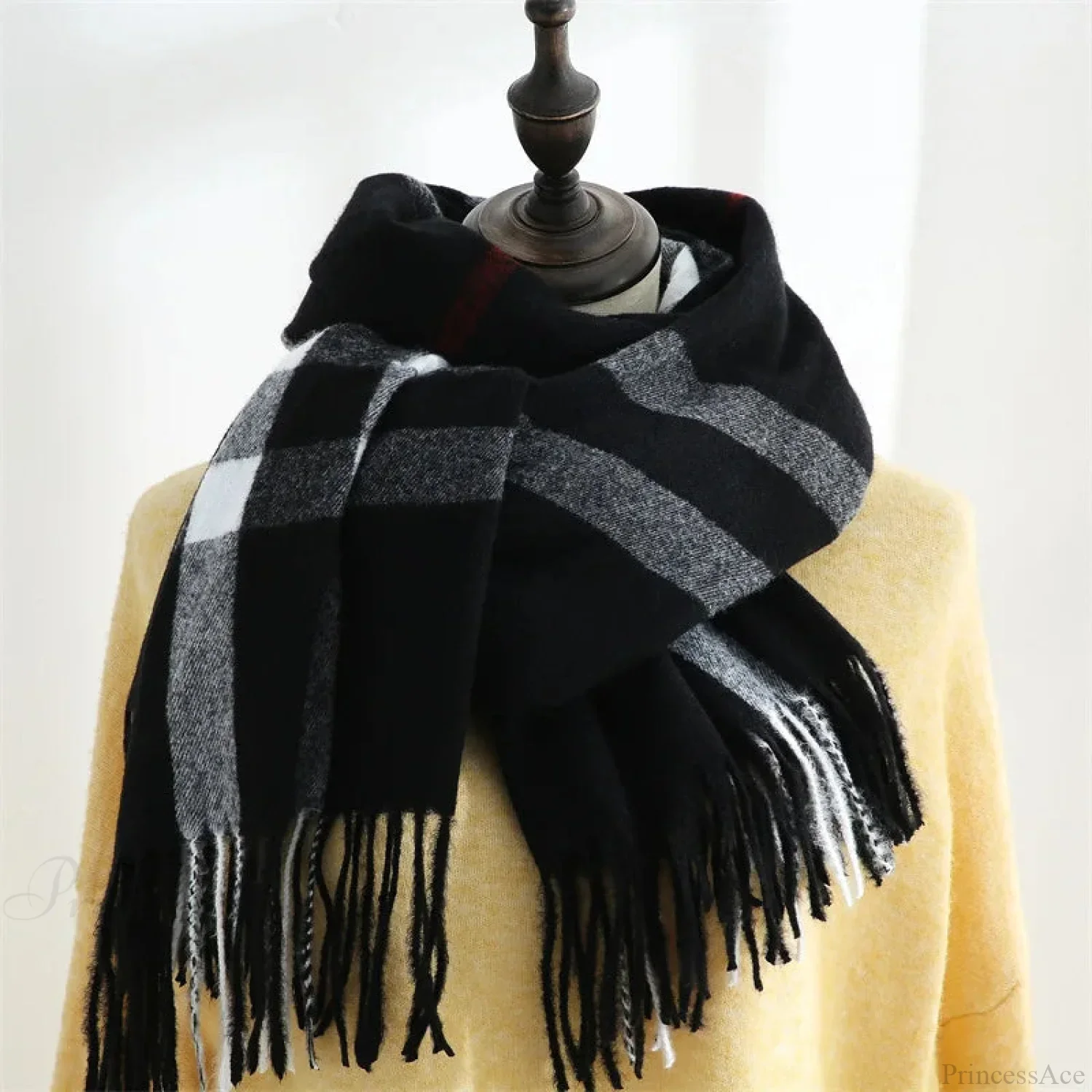 Plaid Mid-length Imitation Cashmere Warm Autumn Winter Scarf - Image 9