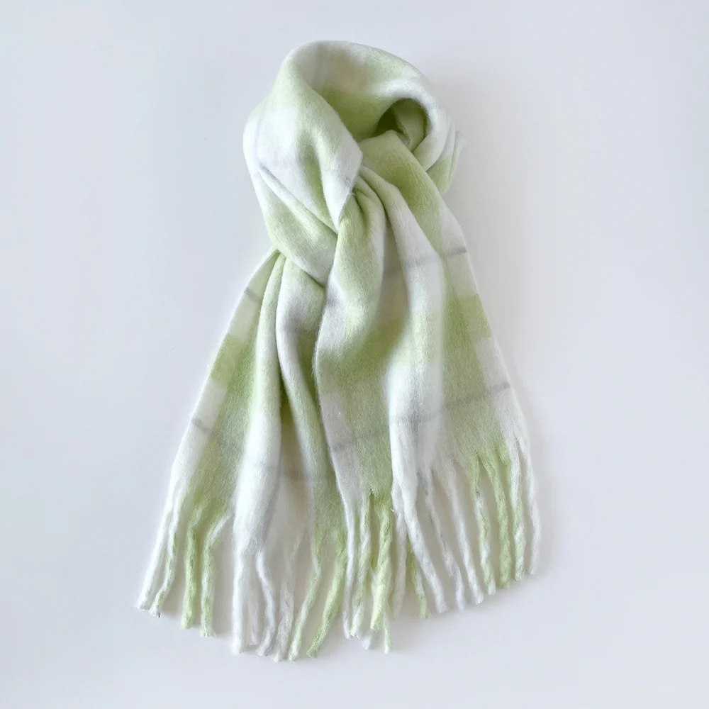 Plaid Mohair Blend Scarf - Image 4