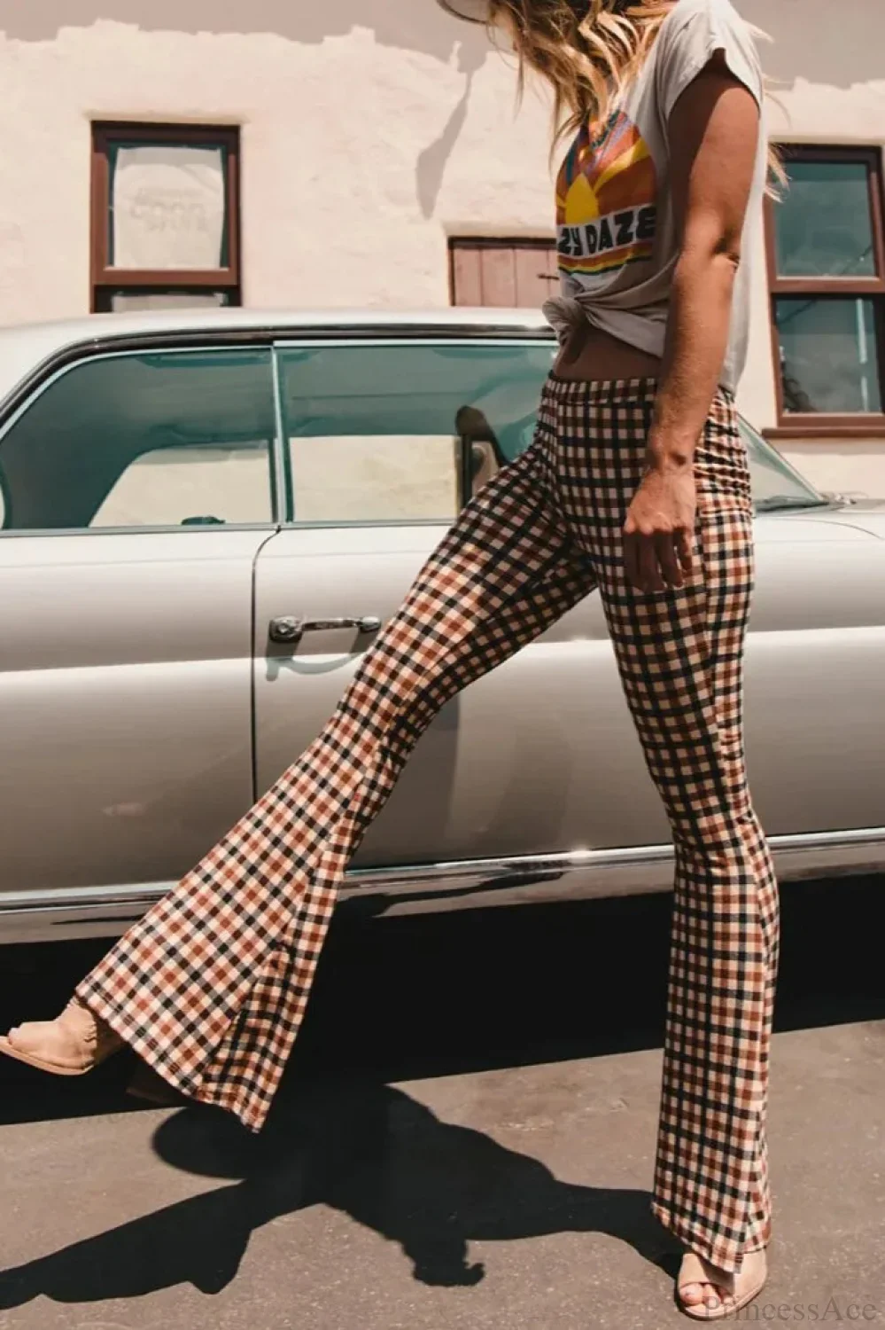Plaid Flare Fashion Pants - Image 3