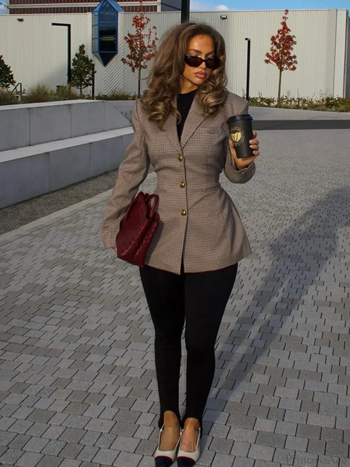Plaid Print Slim Fit Lapel Coat - Image 6