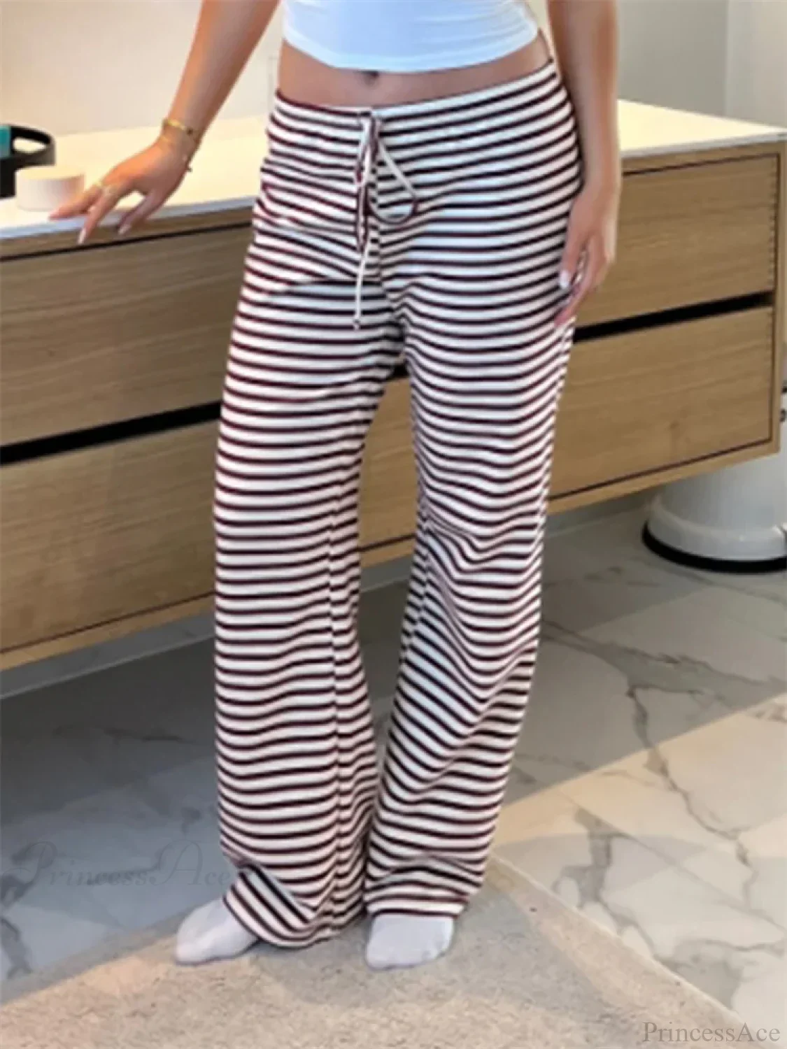 Plaid Print Wide Leg Casual Spring Summer Pant - Image 3