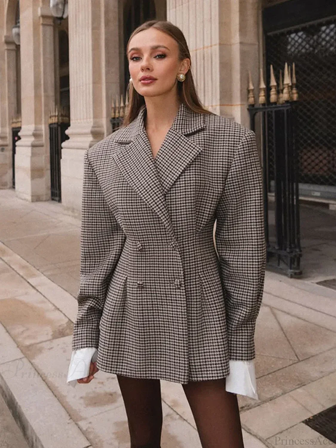 Plaid Printed Blazer Coat - Image 3