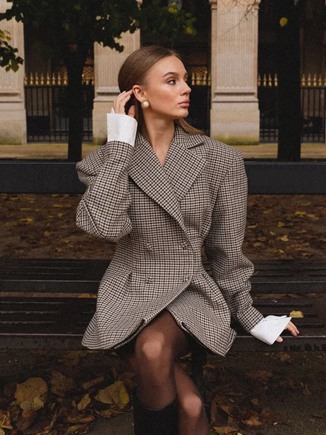Plaid Printed Blazer Coat - Image 6