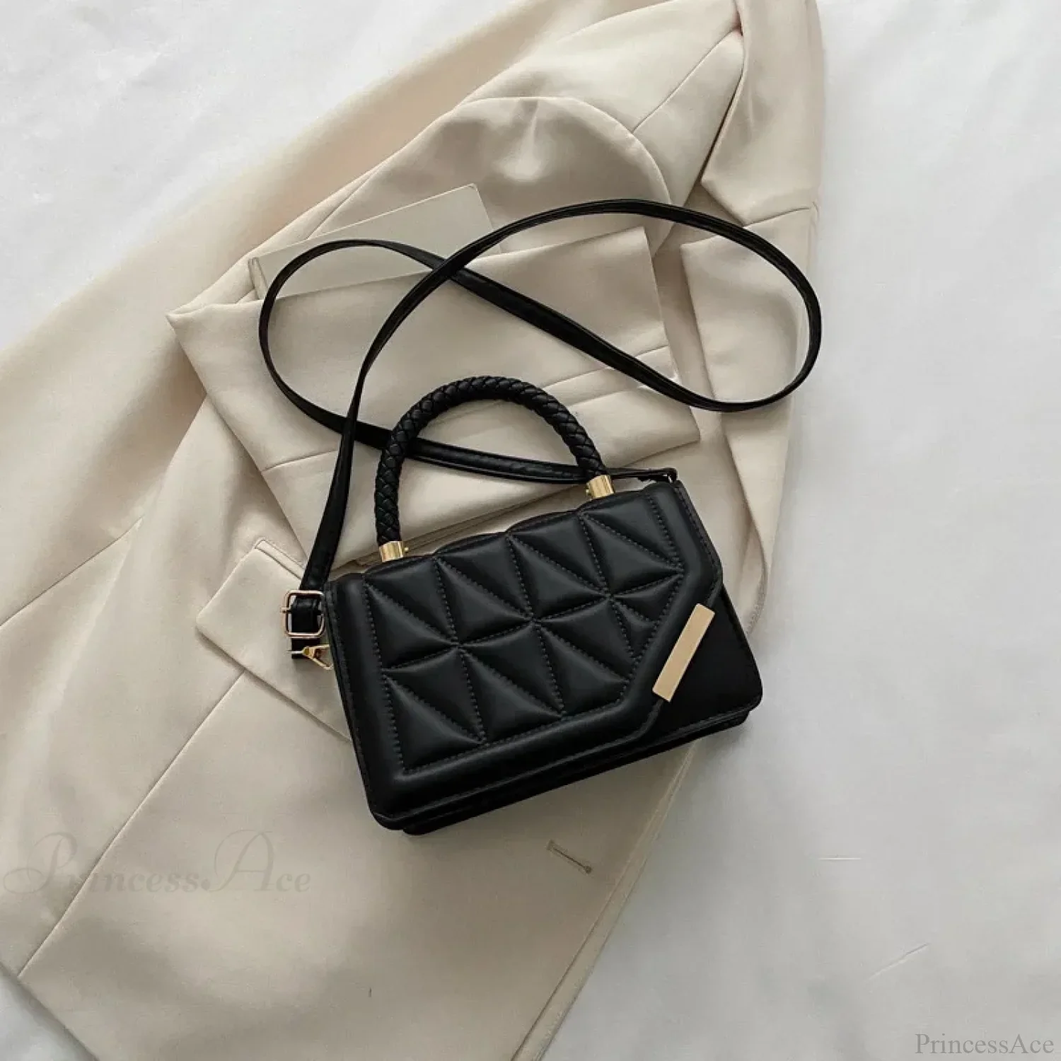 Plaid PU Leather Designer Crossbody Handbag - Image 8