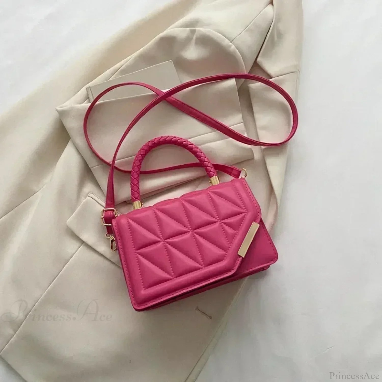 Plaid PU Leather Designer Small Crossbody Handbag - Image 7