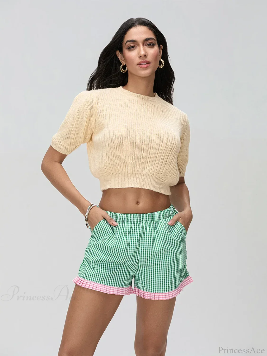 Plaid Ruffle Hem Loose Short - Image 7