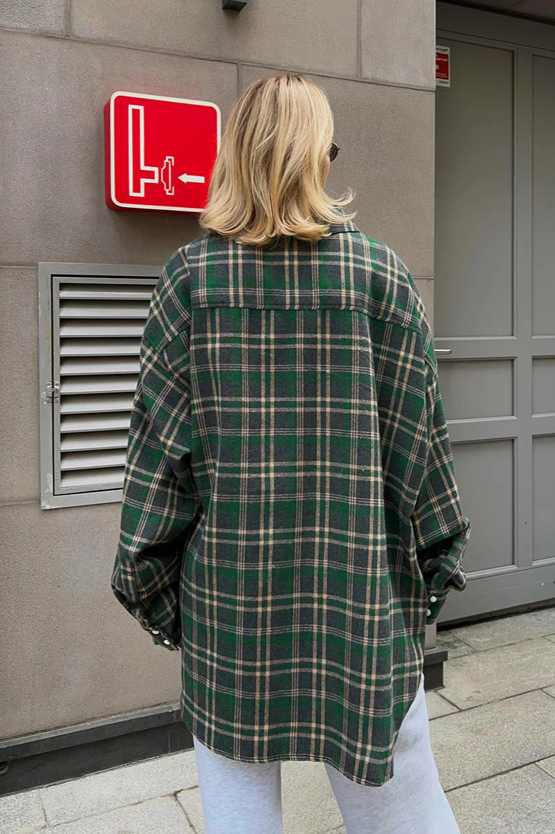 Plaid Striped Mid-Length Blouse - Image 12