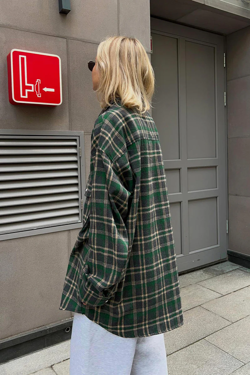 Plaid Striped Mid-Length Blouse - Image 13