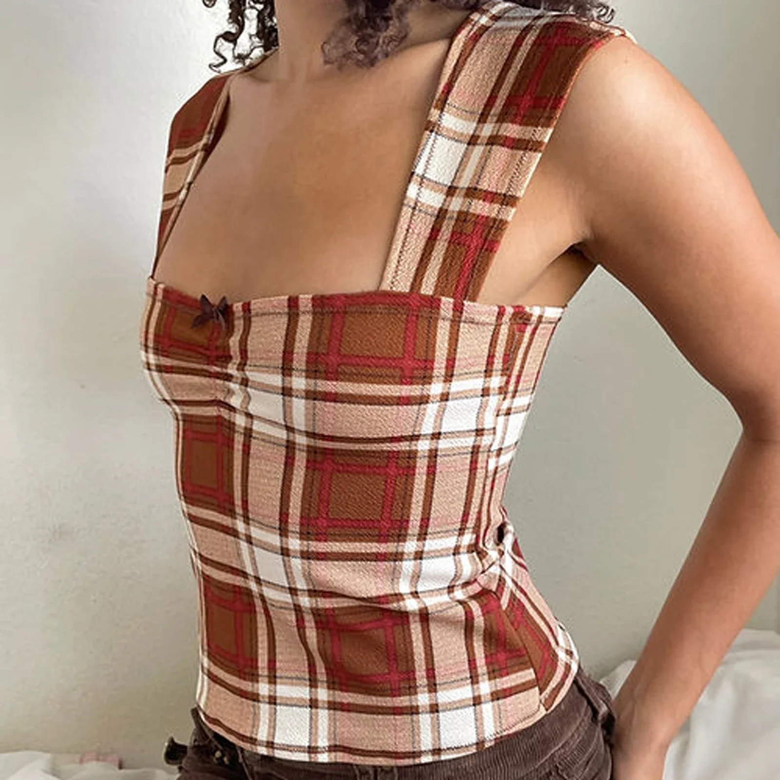 Plaid Stripes Square Crop Top - Image 5