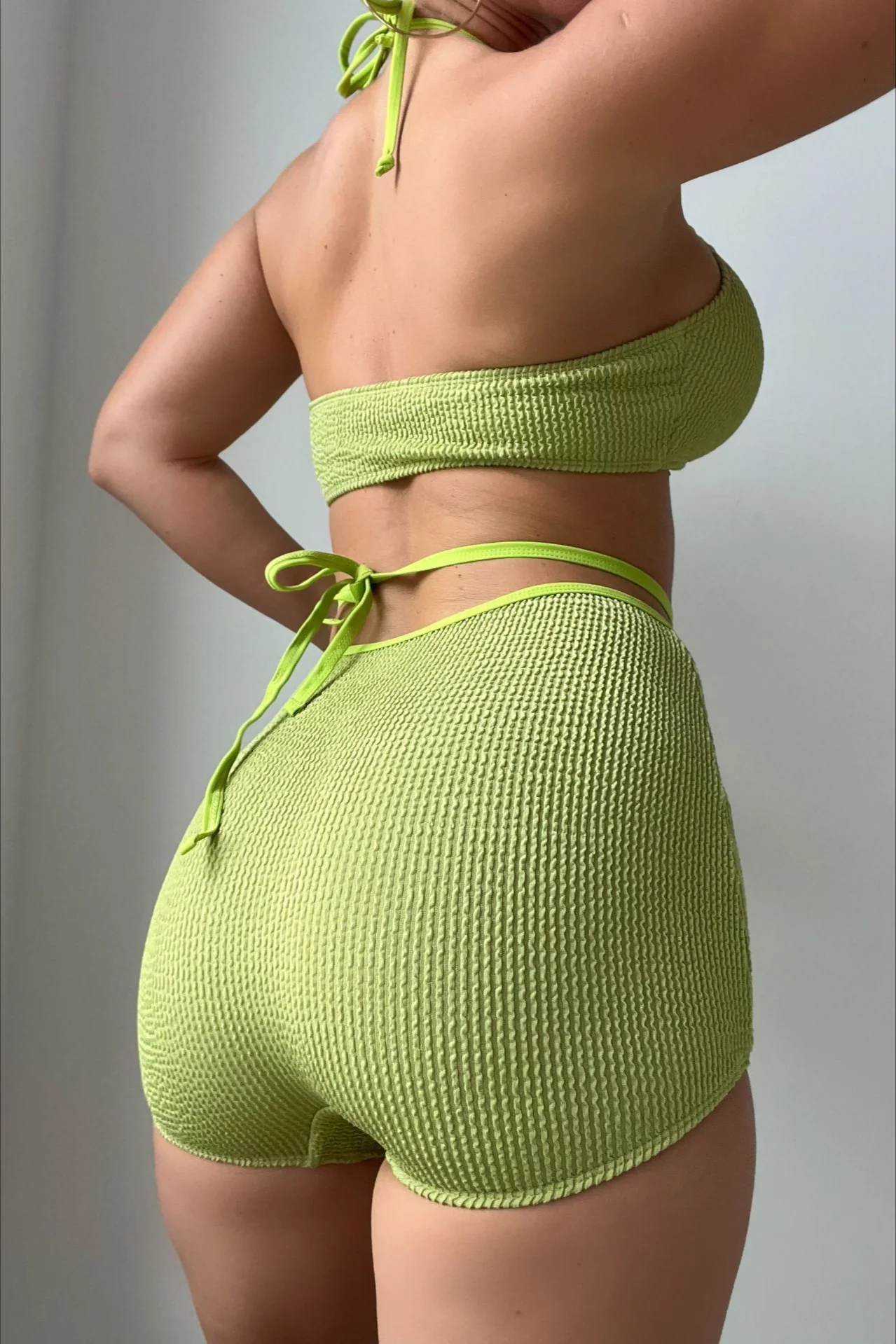 Plain Color Halter Bikini Two Piece Swim Set - Image 4