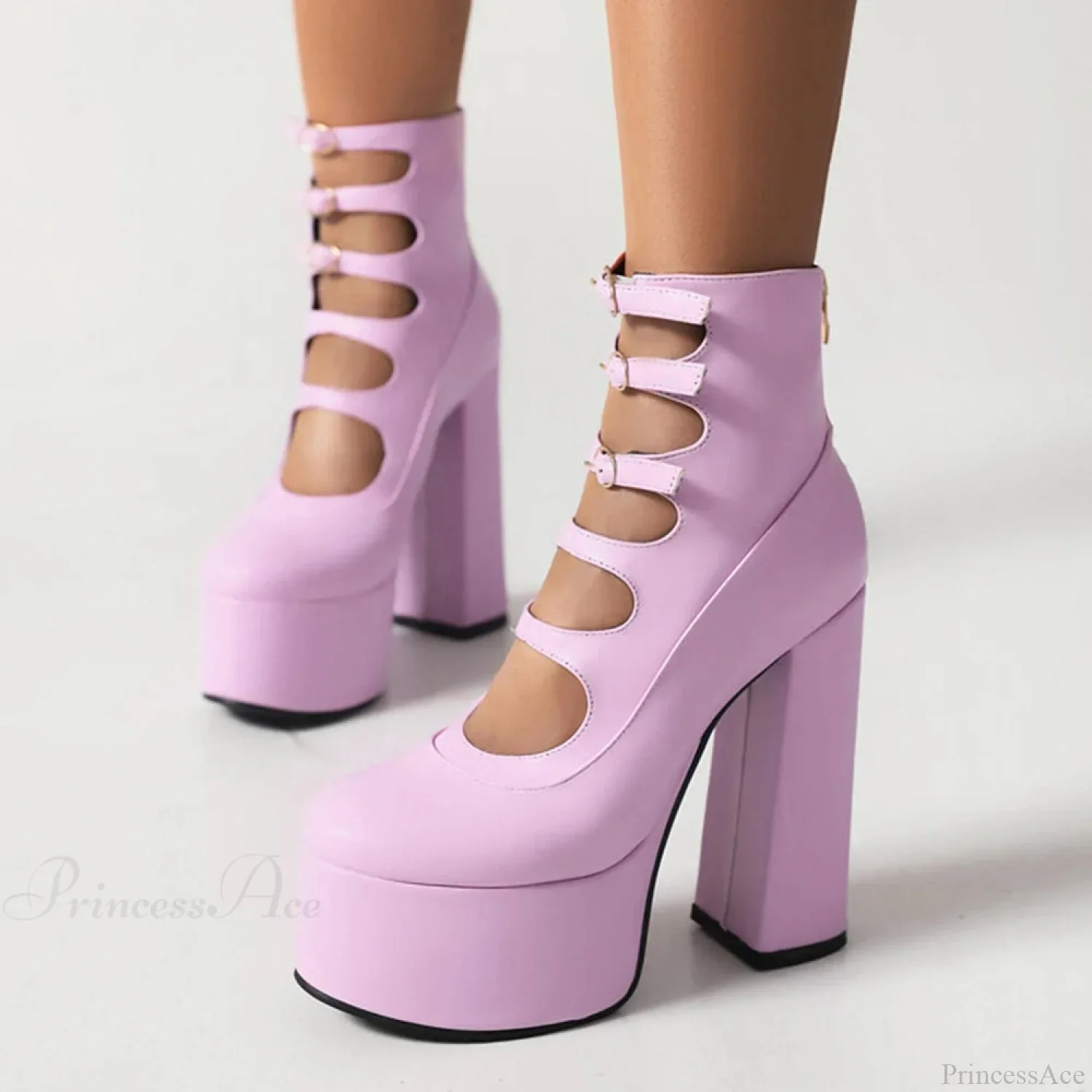 Platform Tall Heels Summer Cutout Dark Boot - Image 3