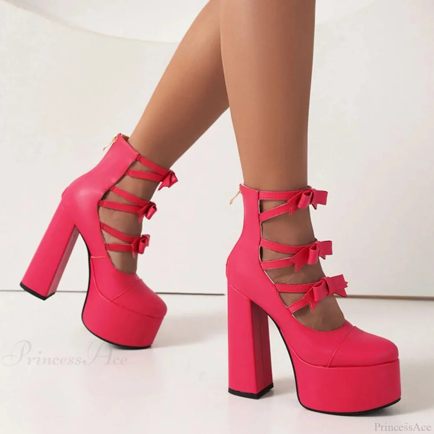 Platform Tall Heels Summer Cutout Dark Boot - Image 5