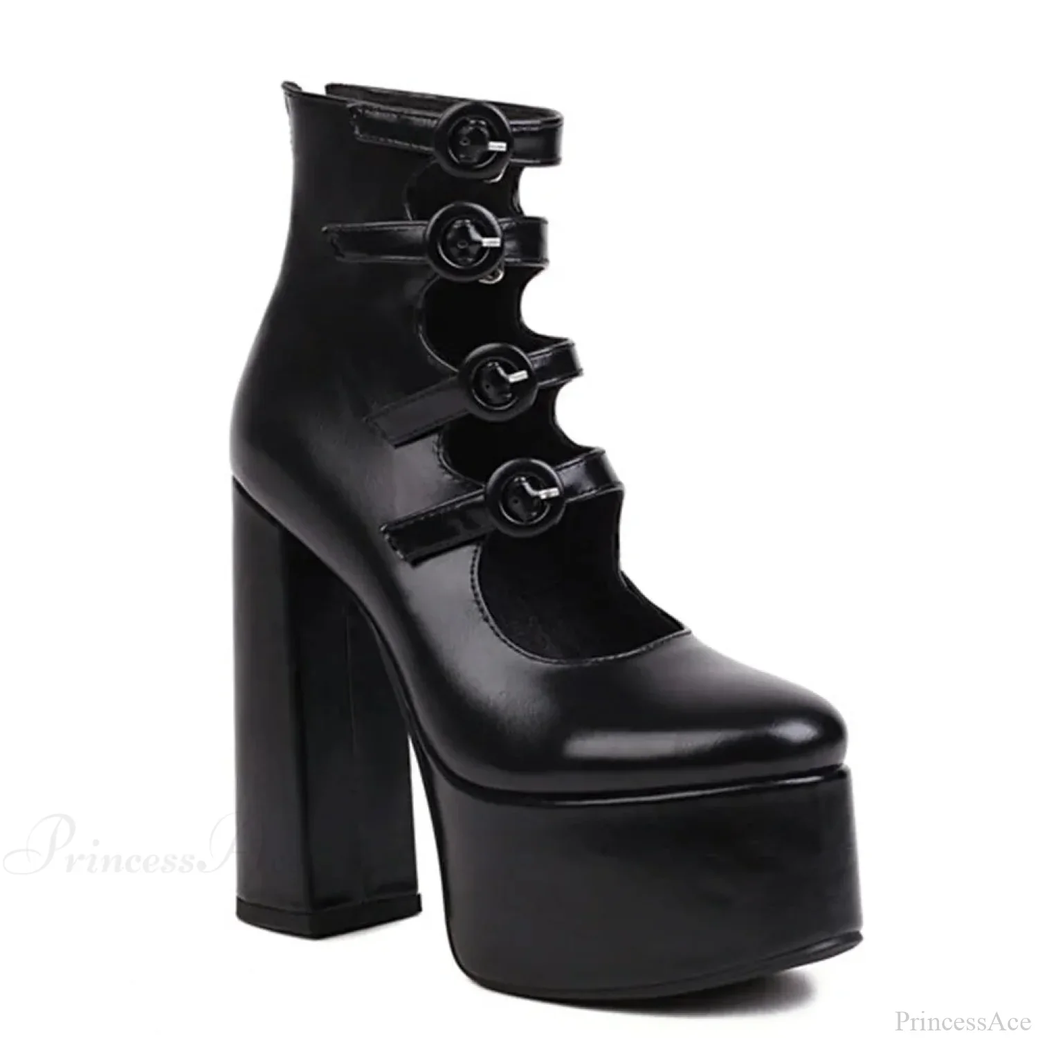 Platform Tall Heels Summer Cutout Dark Boot - Image 8