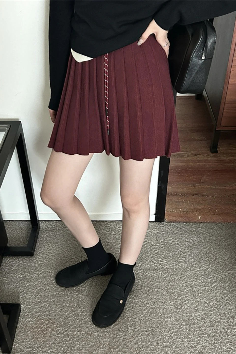 Pleated Knit Mini Skirt - Image 2