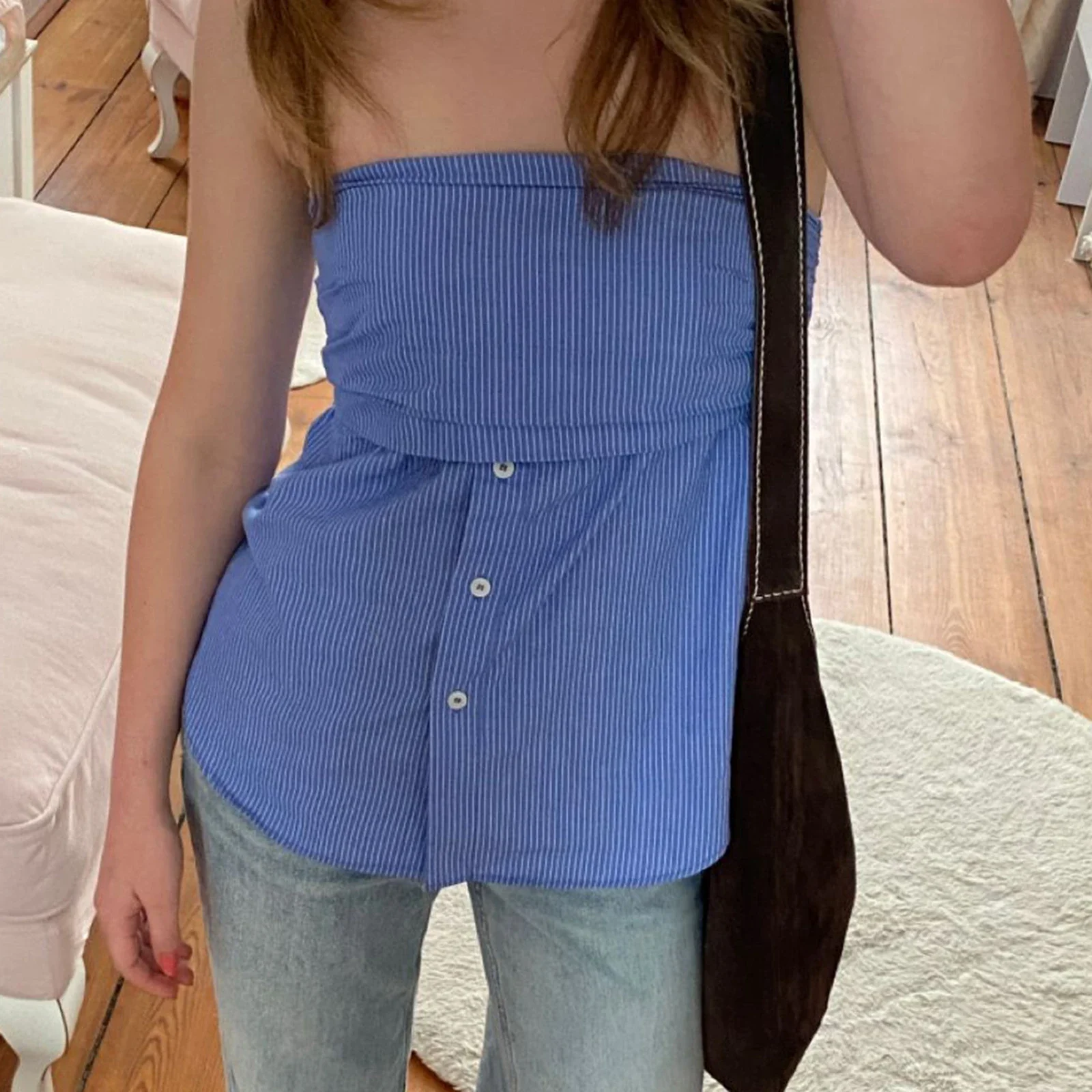 Pleated Strapless Blouse Crop Top - Image 2