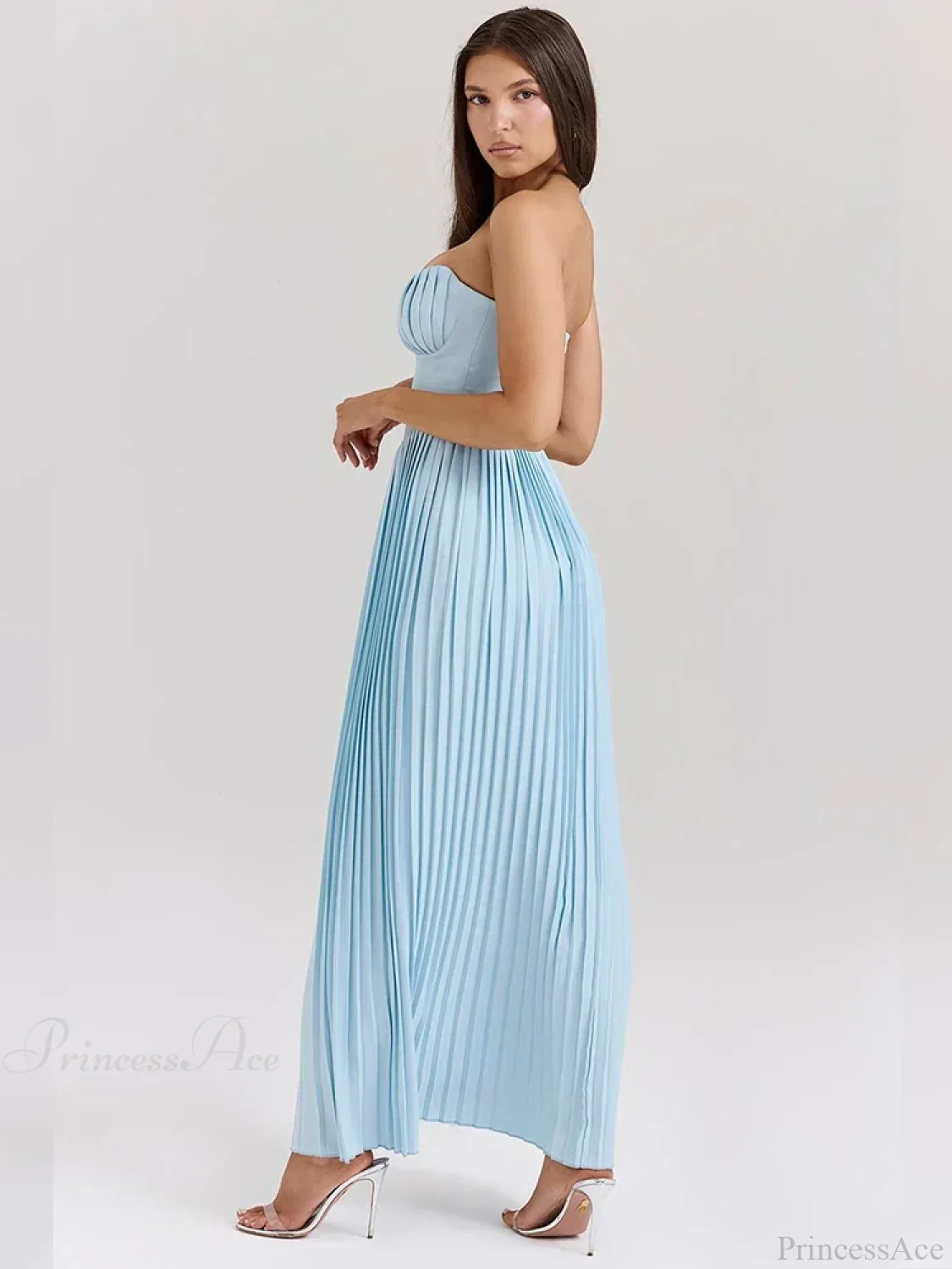 Pleated Waist Wrap A-line Maxi Vacation Dress - Image 4